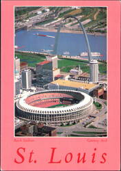 Busch Stadium and Downtown St. Louis Aerial View Postcard
