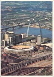 Busch Memorial Stadium and Downtown St. Louis Postcard