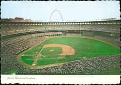 Busch Memorial Stadium and St. Louis Gateway Arch Postcard