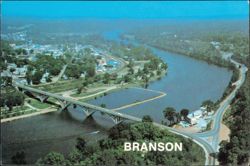 Lake Taneycomo and Branson Bridge Aerial View Postcard