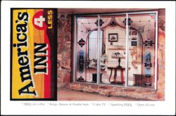 America's Inn 4 Less Motel Stained Glass Window Postcard