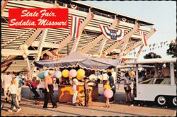 State Fair Scene with Grandstand and Food Stands Postcard