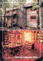 McIvers Homestead Silver Dollar City Log Cabin Interior Postcard
