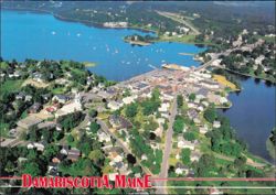 Damariscotta Maine Aerial View of Town and Harbor Postcard