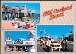 Old Orchard Beach Pier and Town Square Fountain Postcard