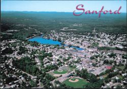 Aerial View of Town and Lake Postcard