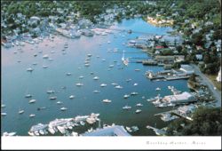 The Two Sides of Boothbay Harbor Connected By The Footbridge Postcard
