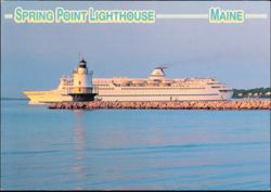 Spring Point Lighthouse with Scotia Prince, South Portland Postcard