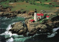 Portland Head Light Lighthouse Aerial View Postcard