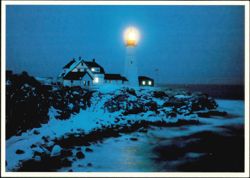 Portland Head Light in Winter - Maine Postcard