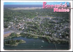 Aerial view of Brunswick with the Androscoggin River Postcard