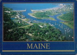 Kennebunkport Aerial View of Coast and Harbor Postcard
