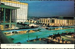 Civic Center Mall Night View Water and Power Building Postcard
