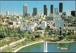 MacArthur Park Skyline and Lake View Postcard