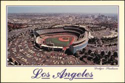 Dodger Stadium Aerial View and Parking Lot Postcard