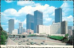Downtown Los Angeles Skyline and Harbor Freeway Postcard