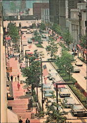 Birmingham Green Street Scene with Flags and Traffic Postcard