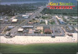 Gulf Shores Alabama Aerial View Looking North from Gulf and Beach Postcard