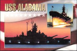 USS Alabama Battleship Mighty A Mobile Postcard