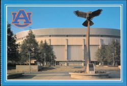 Beard-Eaves Memorial Coliseum and The War Eagle Sculpture Postcard