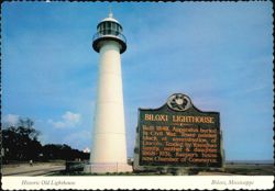 Historic Old Lighthouse and Historical Marker Postcard