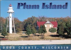 Plum Island Rear Range Light, Door County Postcard