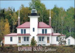 Raspberry Island Lighthouse Apostle Islands Postcard
