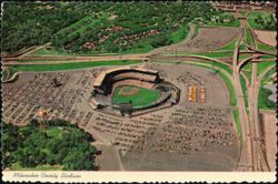 Milwaukee County Stadium Aerial View and Parking Lot Postcard