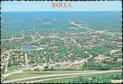 Aerial View of Rolla, Missouri, University Campus and Highway Postcard