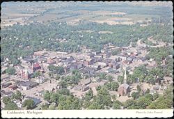 Aerial View of Downtown and Surrounding Farmland Postcard