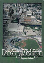 Lugnuts Stadium and Downtown Aerial View Postcard