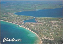 Aerial View of Waterfront and Harbor Postcard