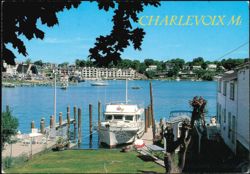 Charlevoix Marina and Lake Charlevoix View Postcard