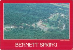 Bennett Spring State Park Aerial View, Hatchery and Cabins Postcard