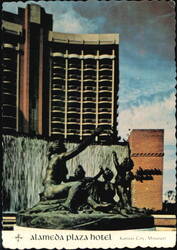 Alameda Plaza Hotel Diana Statue and Waterfall Postcard