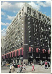 Radisson-Muehlebach Hotel Exterior Street Scene Postcard