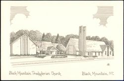 Black Mountain Presbyterian Church Building Line Drawing Postcard