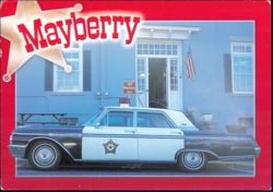 Mayberry Jail and Barney's 1962 Ford Galaxie 500 Postcard
