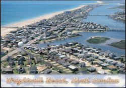Aerial View of Beachfront Neighborhood and Waterway Postcard