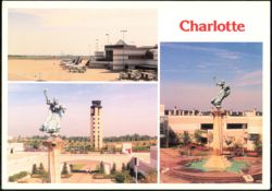 Charlotte/Douglas International Airport and Queen Charlotte Statue Postcard