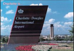 Charlotte/Douglas International Airport Sign and Control Tower Postcard