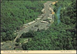 Aerial View of Cherokee, North Carolina and River Postcard