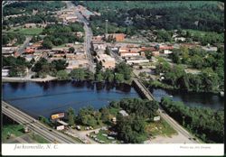 Aerial view of New River, Bridge, and Downtown Postcard