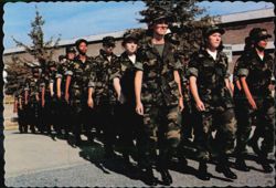 Trainees in Camouflaged Battle Dress Uniforms Postcard