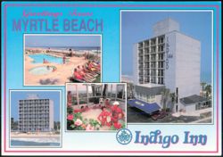 Indigo Inn Hotel, Beach, Pool, and Amenities Postcard