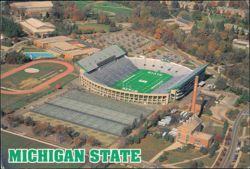 Aerial View Michigan State Campus & Spartan Stadium Postcard