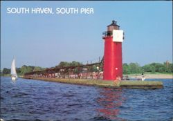 South Pier Lighthouse and Catwalk Postcard