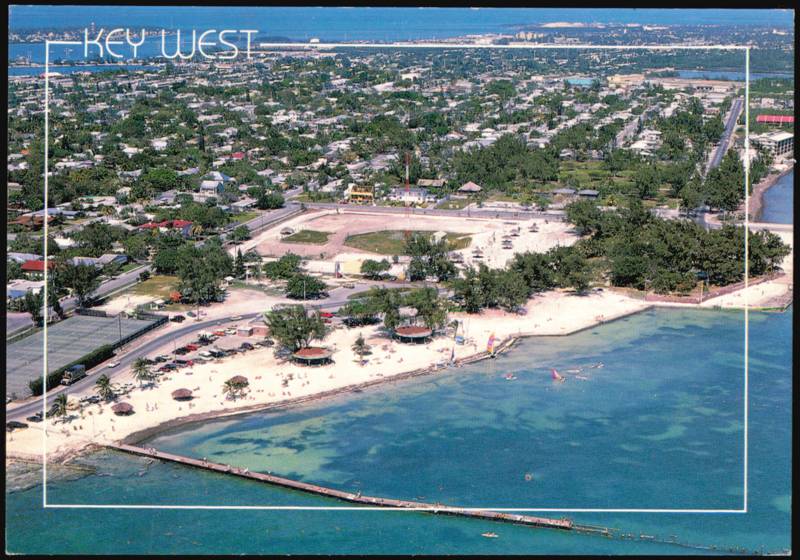Aerial View of Smathers Beach and Pier Key West Florida