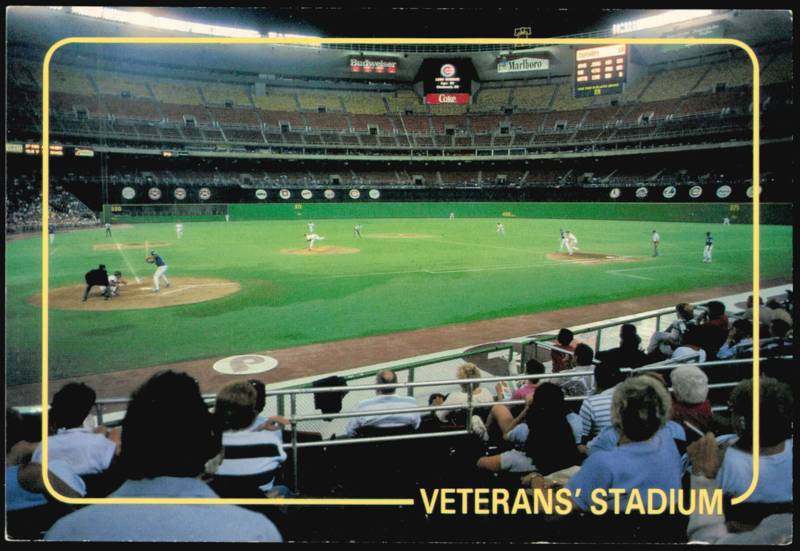 Phillies vs Cubs Night Action at Veterans' Stadium Philadelphia Pennsylvania