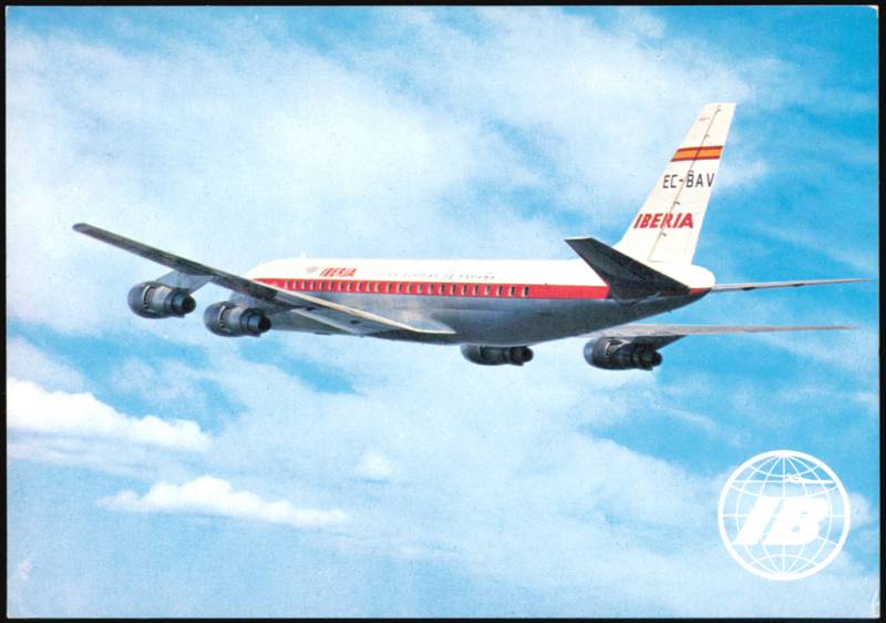 Iberia Airlines Douglas DC-8 Turbofan Jet EC-BAV in Flight